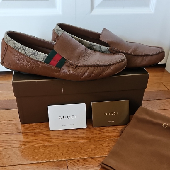 Gucci Brown Leather Loafers for Men - Picture 1 of 14